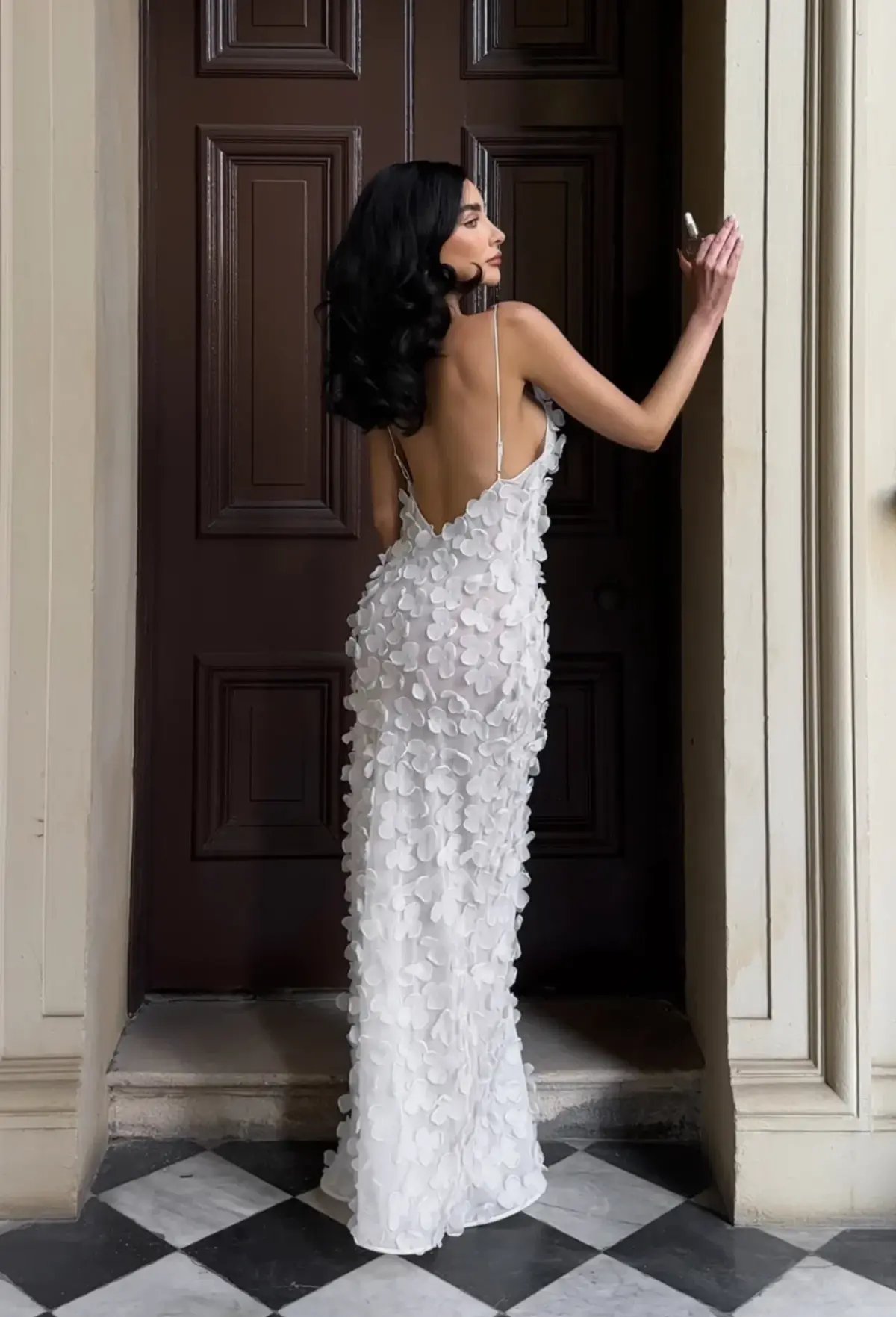 Selezza Floral Chiffon Maxi Dress White Size 6 photo 4