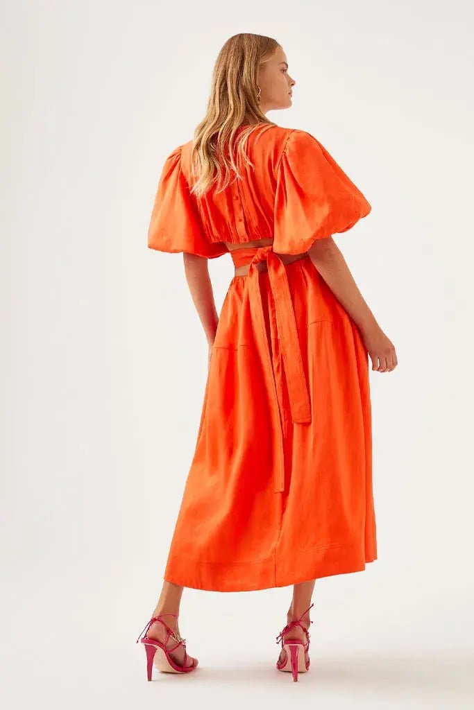 Aje Cosette Tie Back Midi Dress Orange Size 6 photo 4