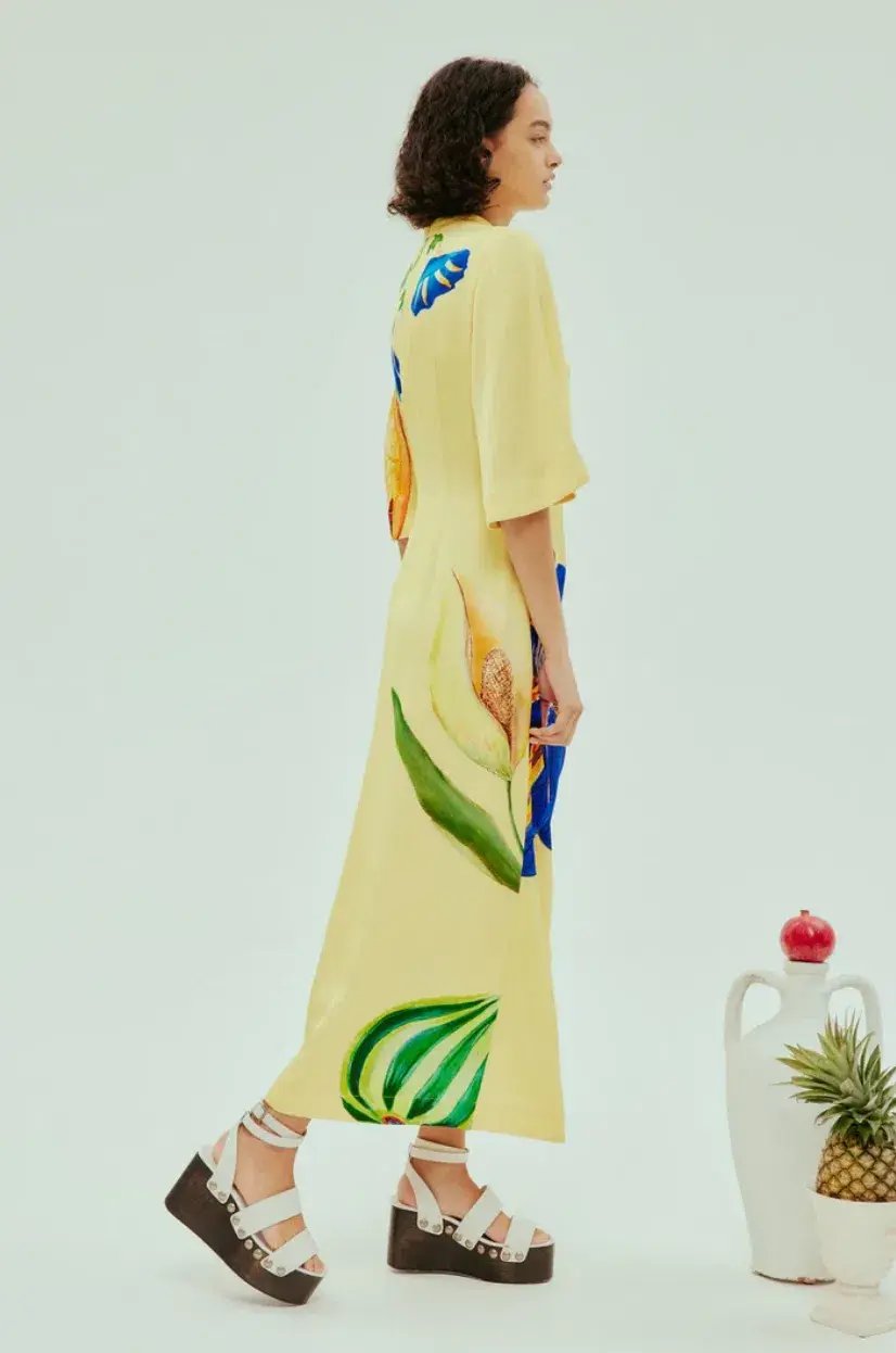 Alémais Dahlia Midi Dress Yellow Size 14 photo 3