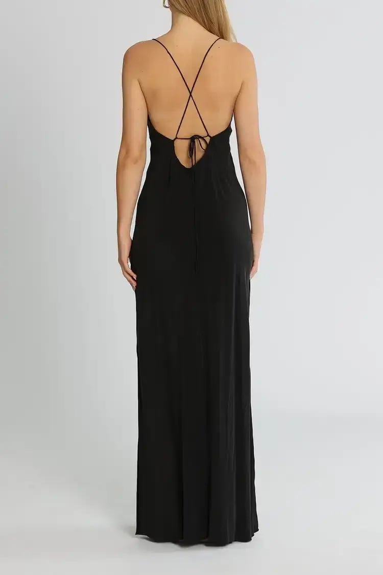 St Agni Bias Cut Silk Dress in Black Size 6 photo 4