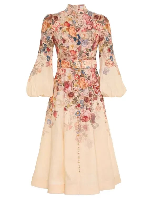 Zimmermann The Luminosity Buttoned Midi Dress in Morisot Cream Floral Print Size 2 / AU 12 photo 2