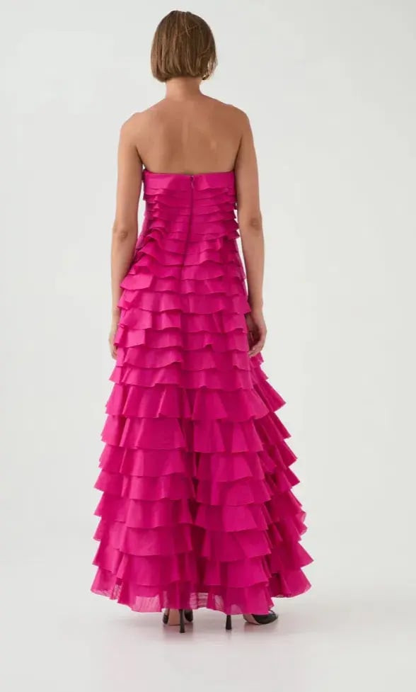 AJE Fleur Pleated Gown Maxi Magenta Size AU 10 photo 2