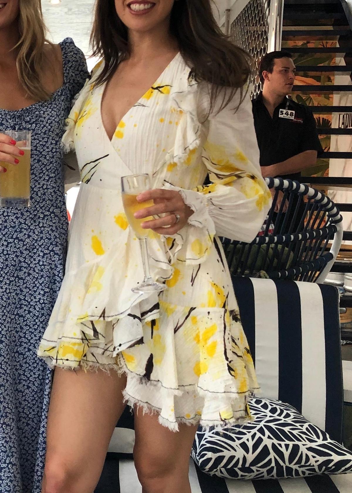 Aje Mimosa Wrap Mini Dress Wattle Print Size 8 photo 3