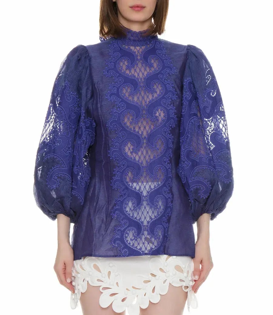 Zimmermann Brightside Knot Blouse Blue Size 0/ AU 8 photo 2