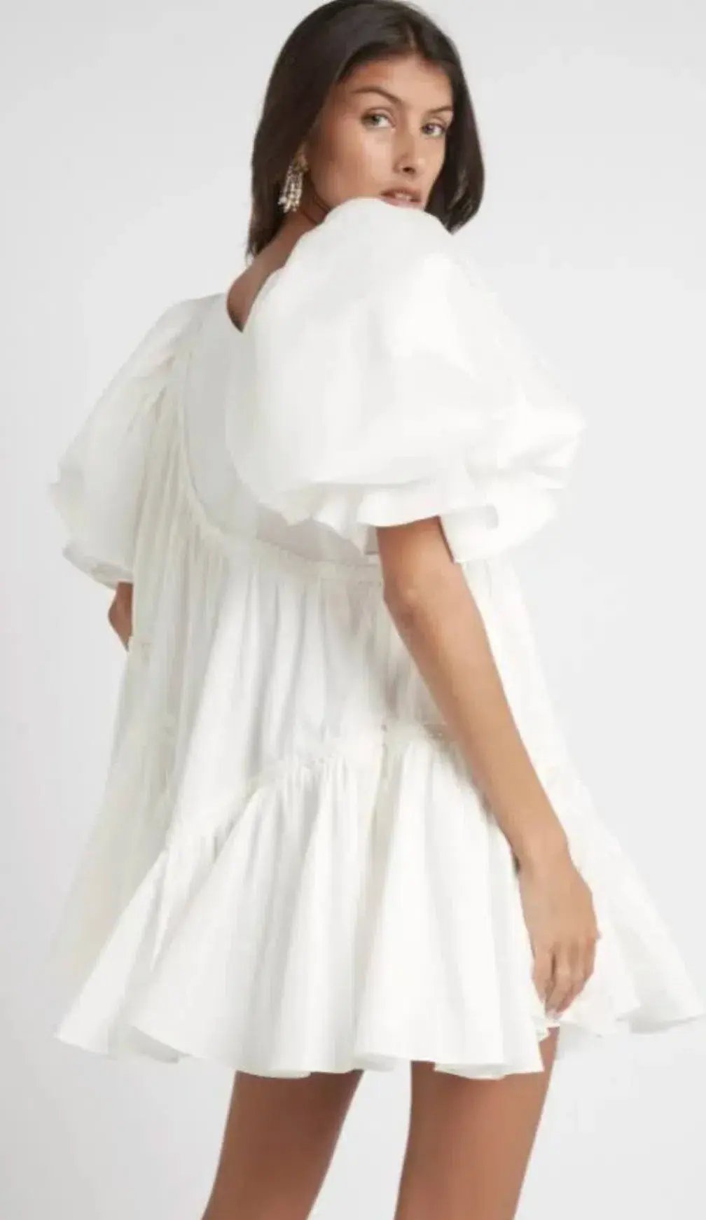 Aje Casabianca Braided Asymmetric Puff Sleeve Mini Dress Ivory Size 8 photo 3