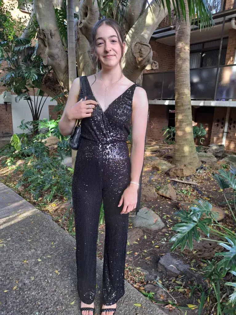 Winona Amara Jumpsuit Black Sequin Size 8 photo 4