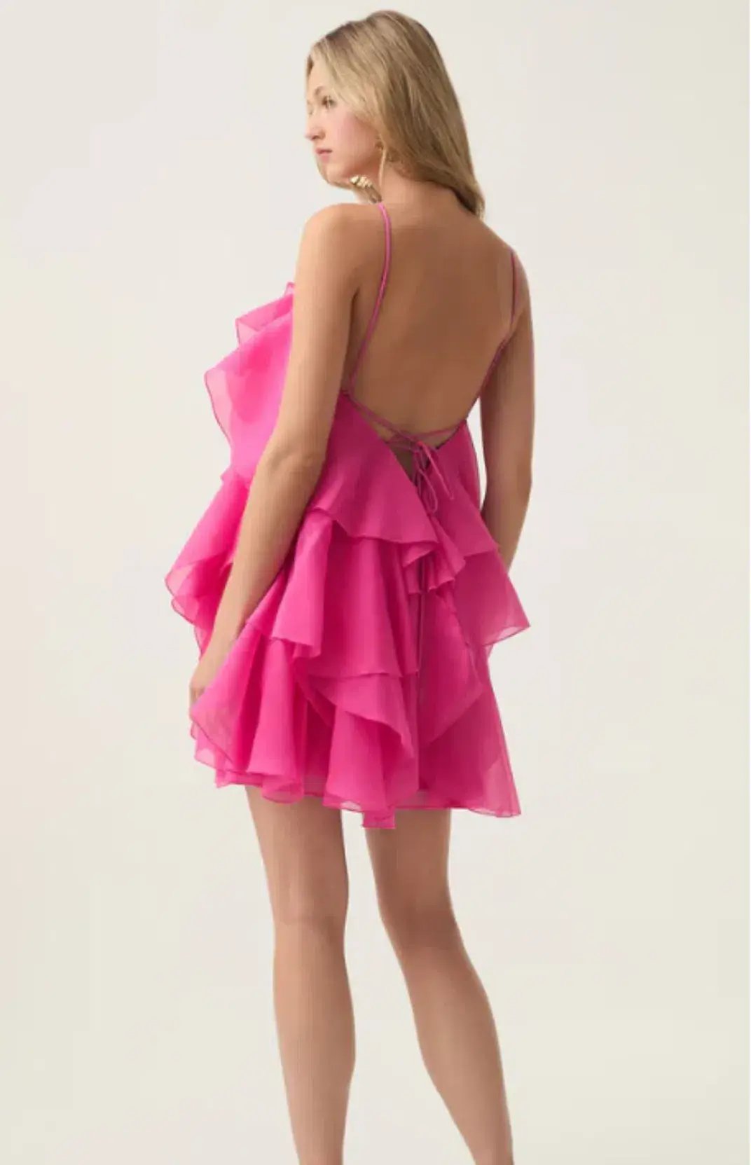 Aje Pandorea Layered Mini Dress in Fuschia Rose Size 10 photo 3