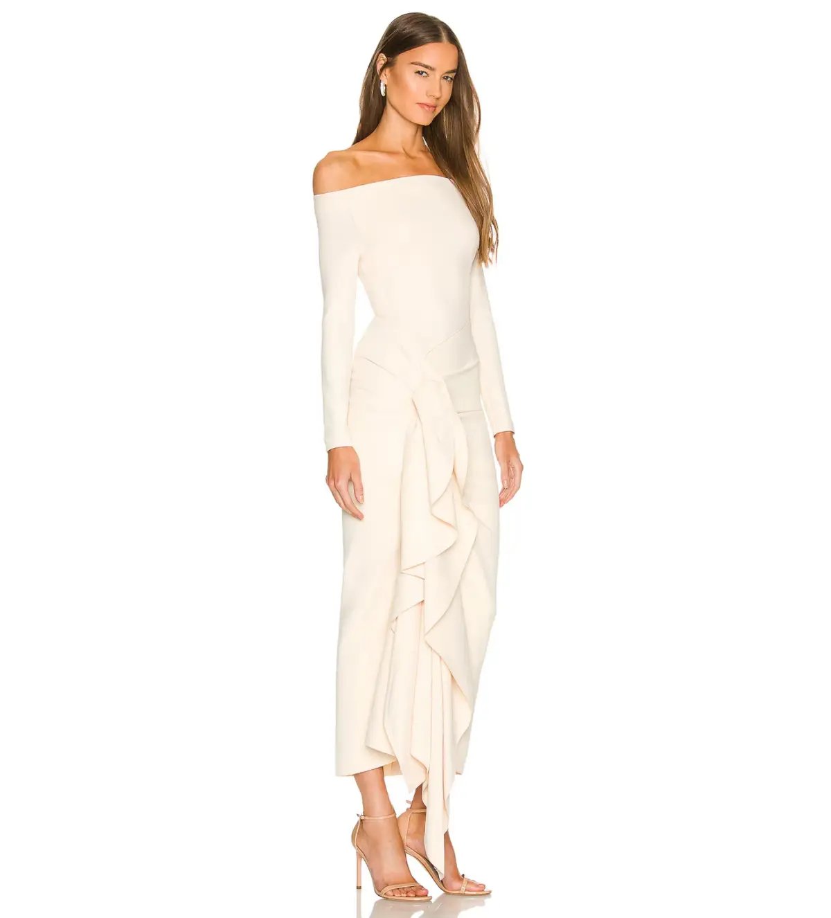 Solace London Lotus Midi Dress in Ivory Size AU 8 photo 2