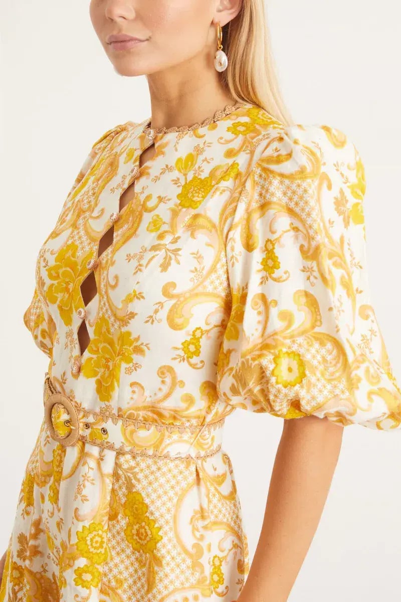Zimmermann Postcard Mini Dress in Swirl Floral Yellow AU12 (22:05) photo 3