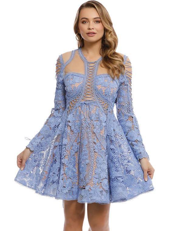 Thurley Bluebell Lace Dress Blue Size 10 photo 3
