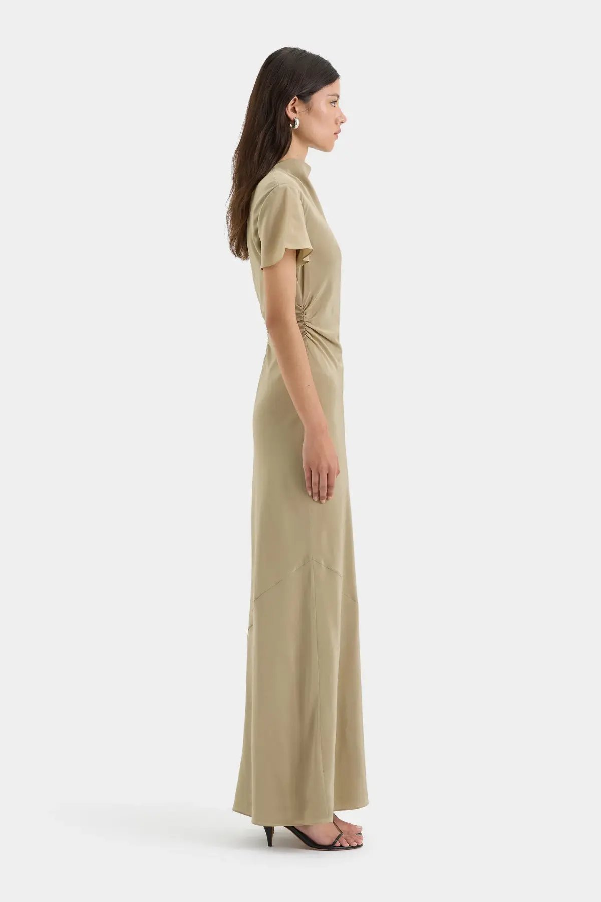 Sir the Label Seameadow Bias Dress Olive Size 1/Au 8 photo 3