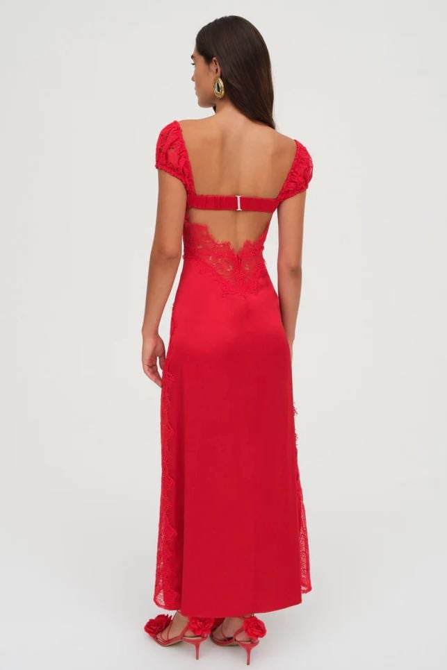 FOR LOVE & LEMONS CASEY MAXI DRESS - RED photo 4