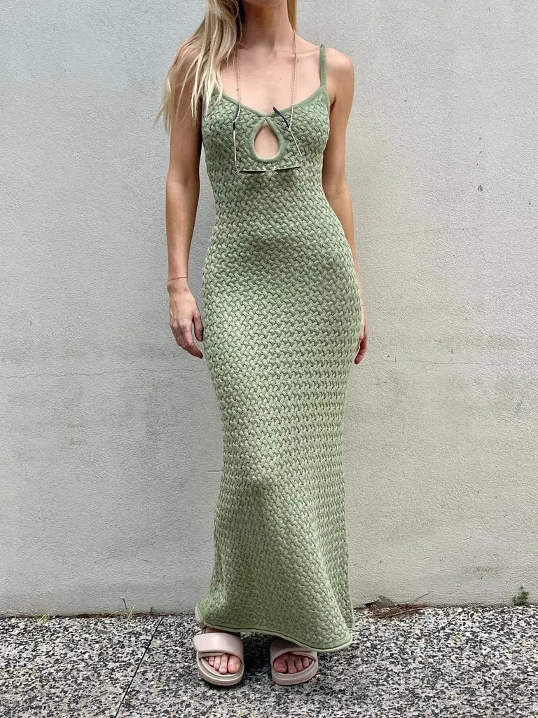 Bec & Bridge Effie Knit Dress Sage Size 10 photo 2