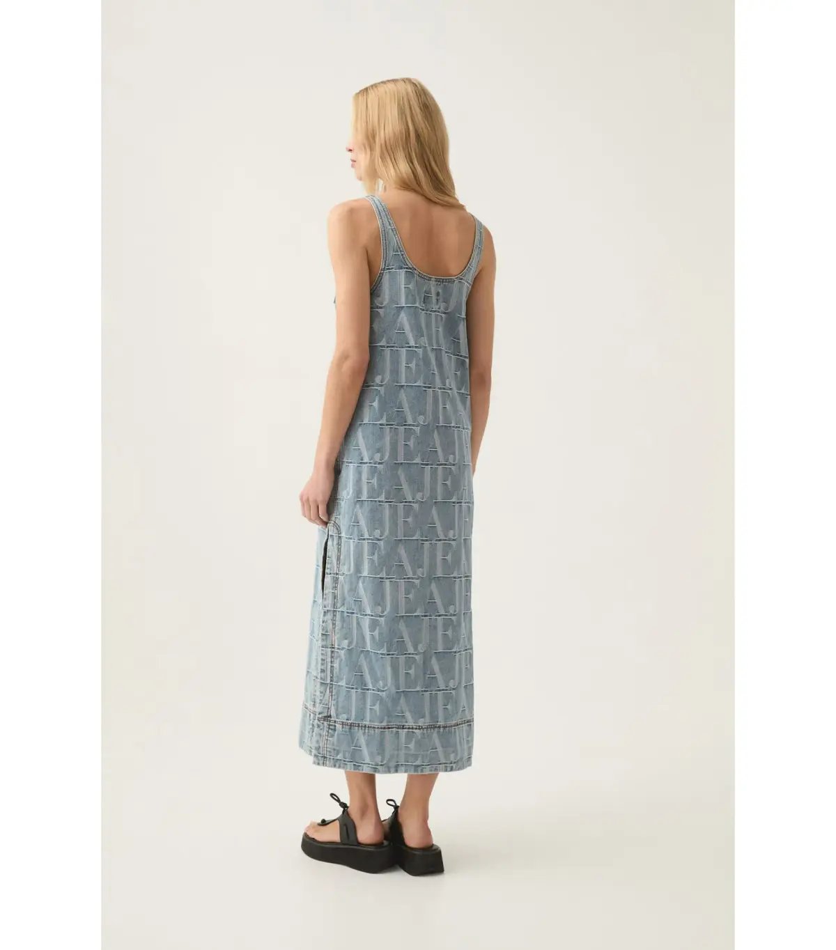 Aje Nostalgia Denim Midi Dress Coastal Logo Wash Size AU 8 photo 3