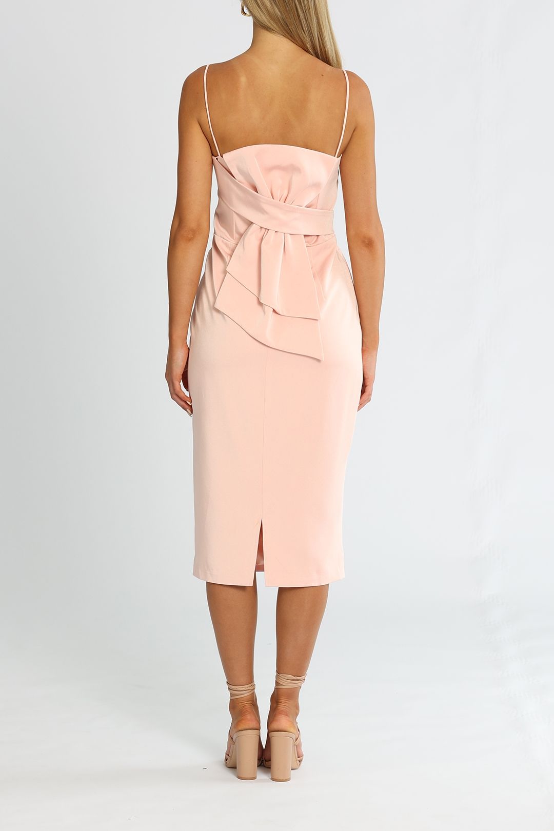 Satin Midi Features With Large Bow Detail - Pastel Pink photo 3