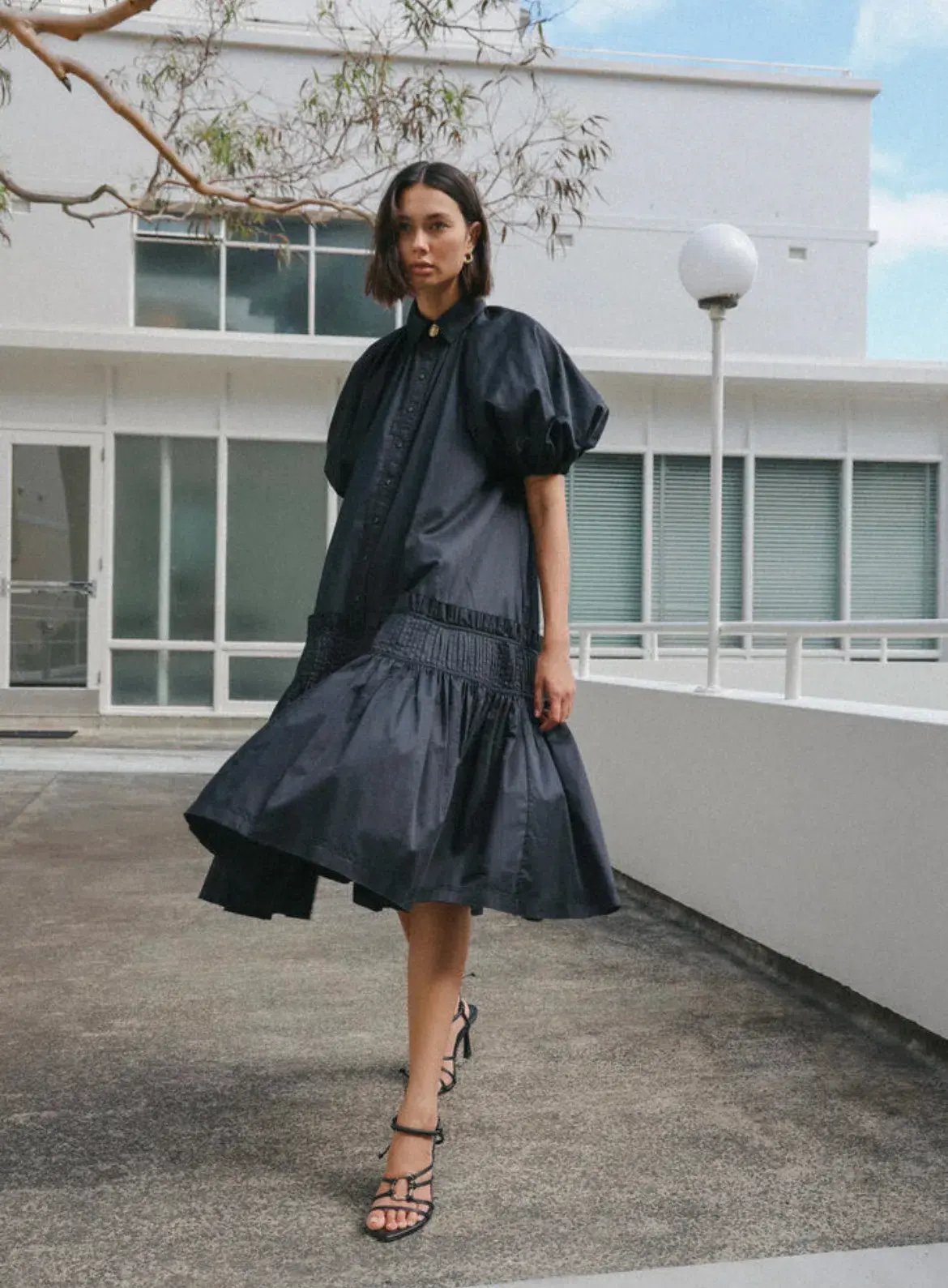 Aje Novella Midi Smock Dress Black Size AU 14 photo 4