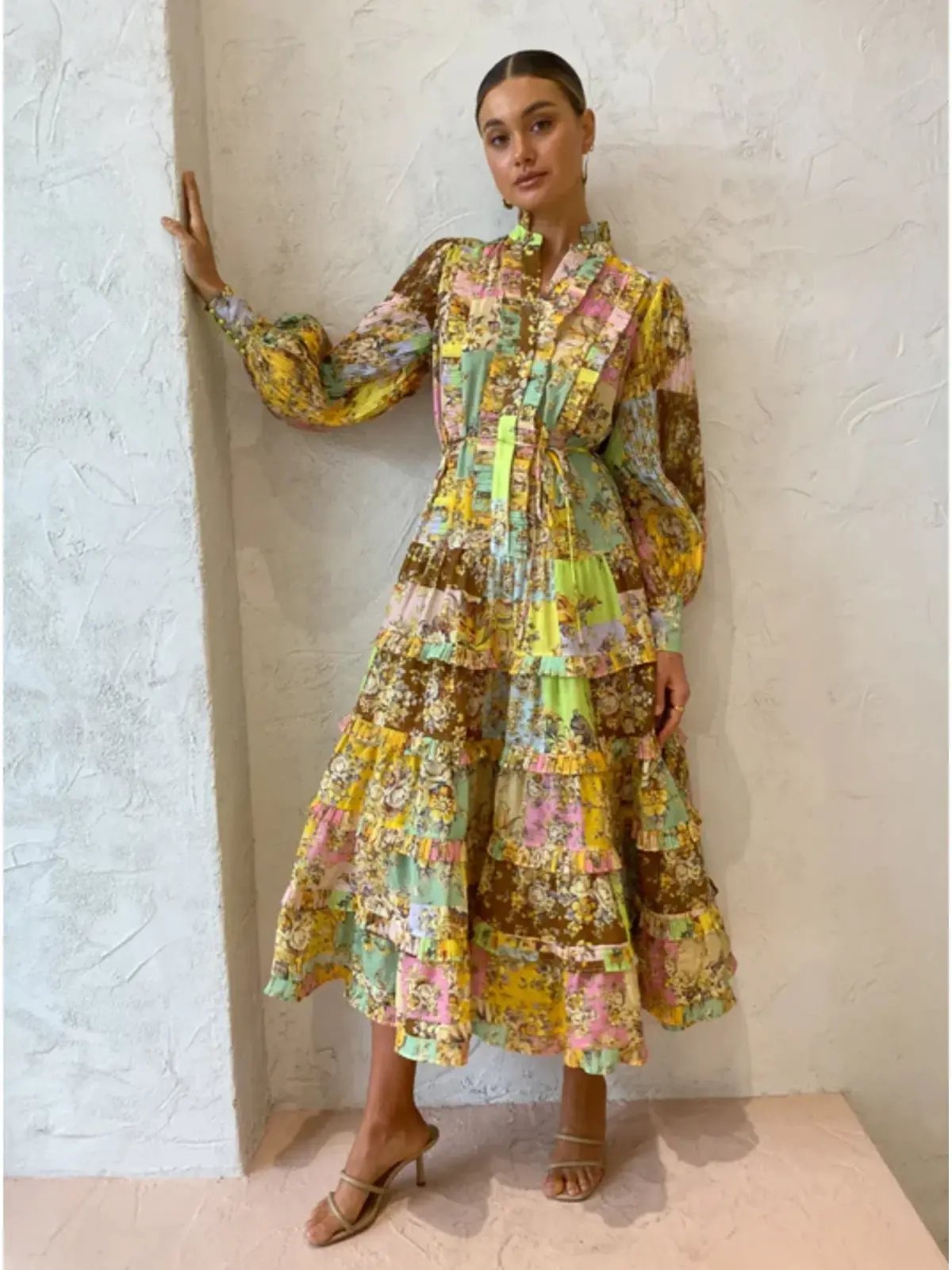 Alemais Matilde Pleat Shirt Dress In Multi Size AU 12 photo 3