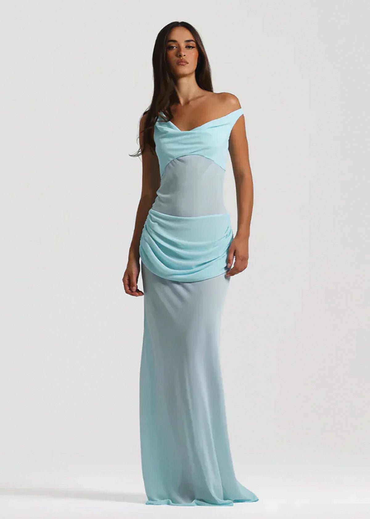 Cadence Crepe Corset Dress in Baby Blue photo 4