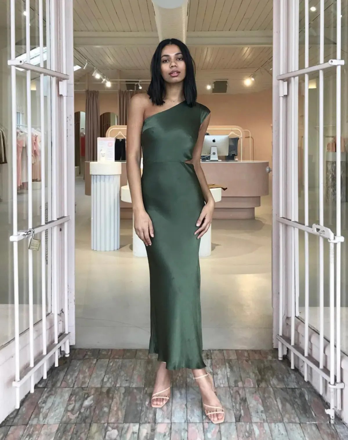 Bec & Bridge Delphine Asym Midi Dress Green Size 8 photo 2