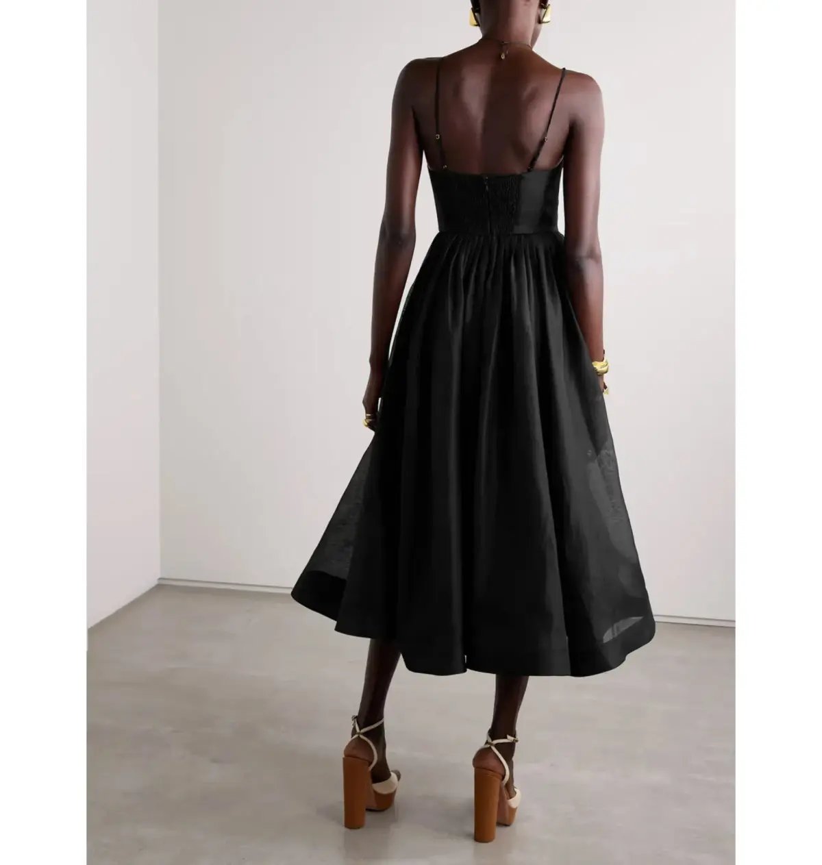 Zimmermann Illustration V Neck Midi Dress in Black Size 0 / AU 8 photo 2