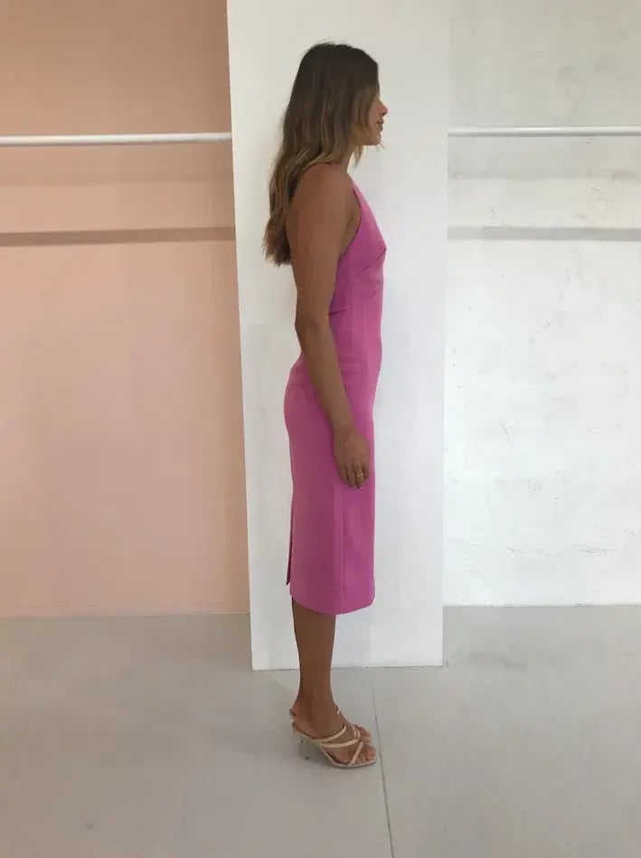 By Johnny String T-back Plunge Midi Dress Pink Size Au 10 photo 3
