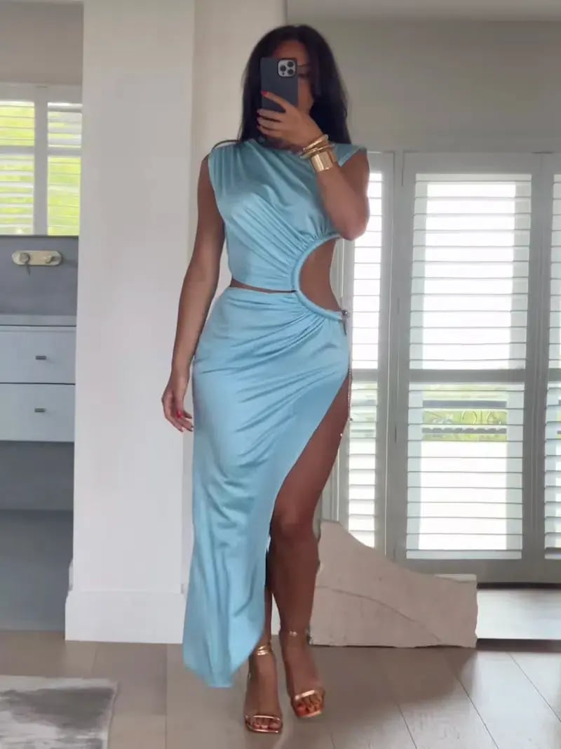 Bronx and Banco Jamilia Maxi Dress Light Blue Size 12 photo 3