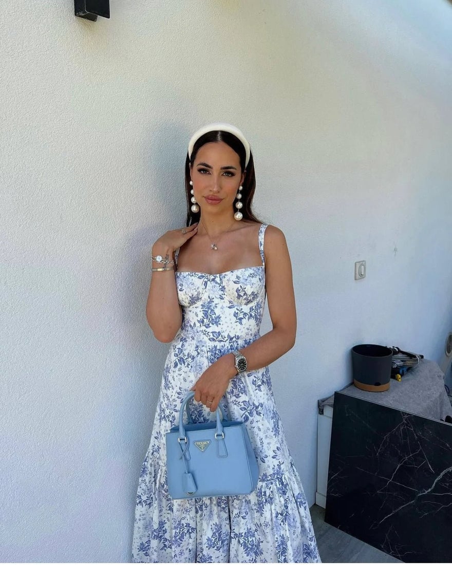 House of CB Elia Blue Print Midi Sundress photo 4