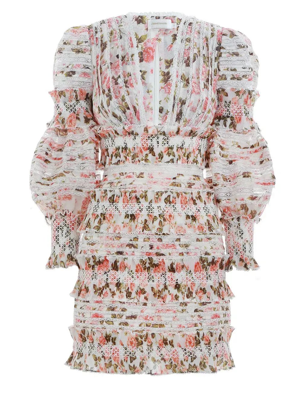 Zimmermann Radiate Smocked Mini Dress Peach Rose Floral Size 1 / 10 AU photo 5