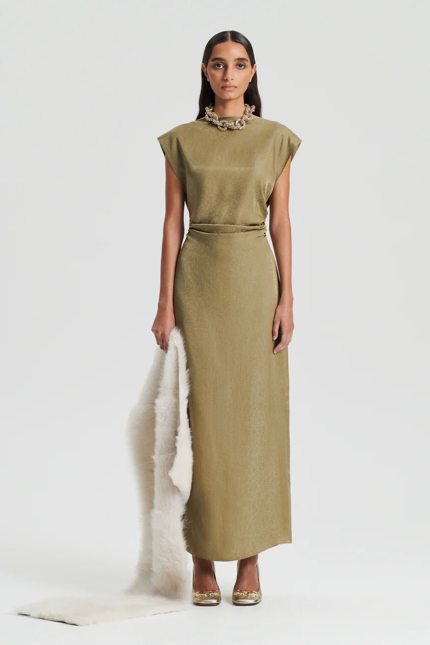 Scanlan Theodore Silk Jacquard Dress - Olive photo 4