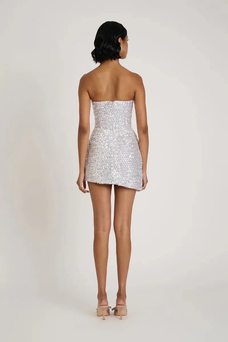 Eliya The Label Xia Sequin Mini Dress Silver Size AU 10 photo 4