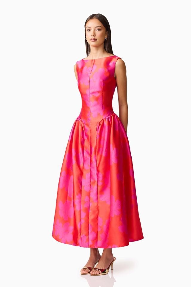 Elliatt Eloise Midi Dress - Red Fuchsia photo 4