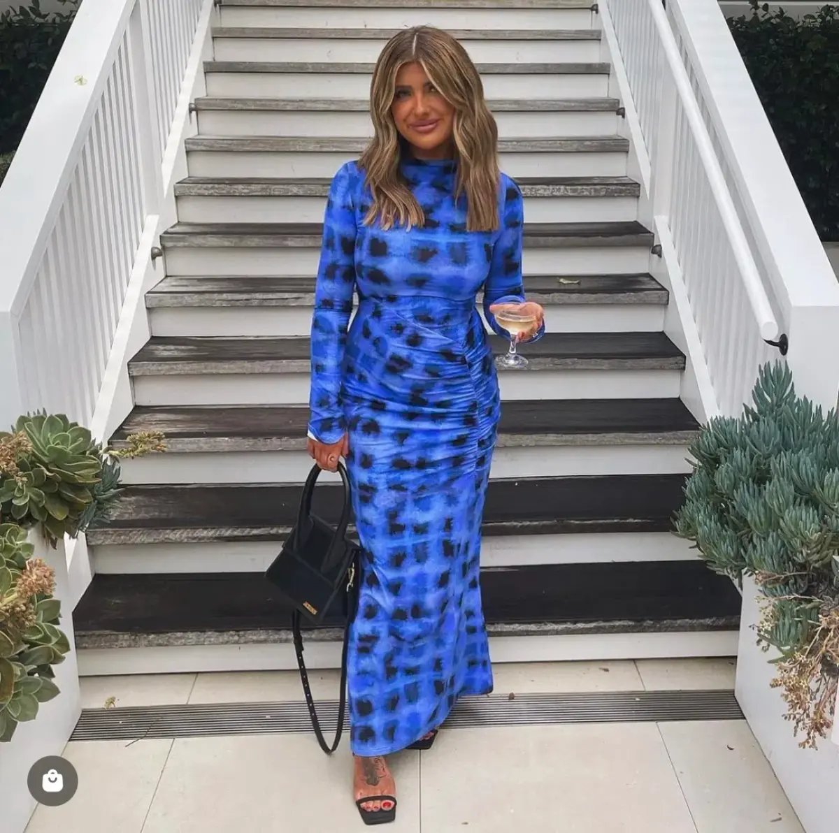 Suboo Shibori Long Sleeve Ruched Maxi Dress Blue Size M (AU 10) photo 4