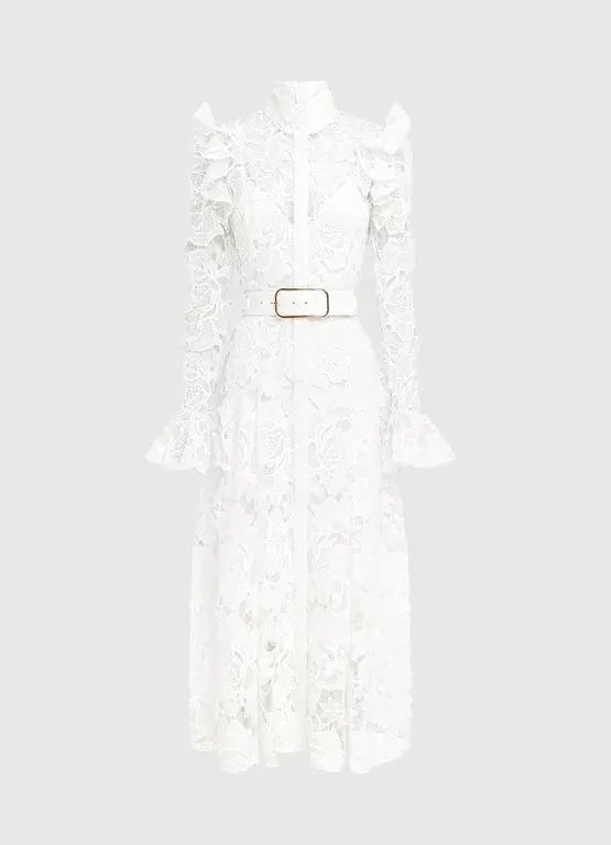 Leo Lin Aliyah Lace Butterfly Sleeve Midi Dress Snow Size AU 6 photo 5