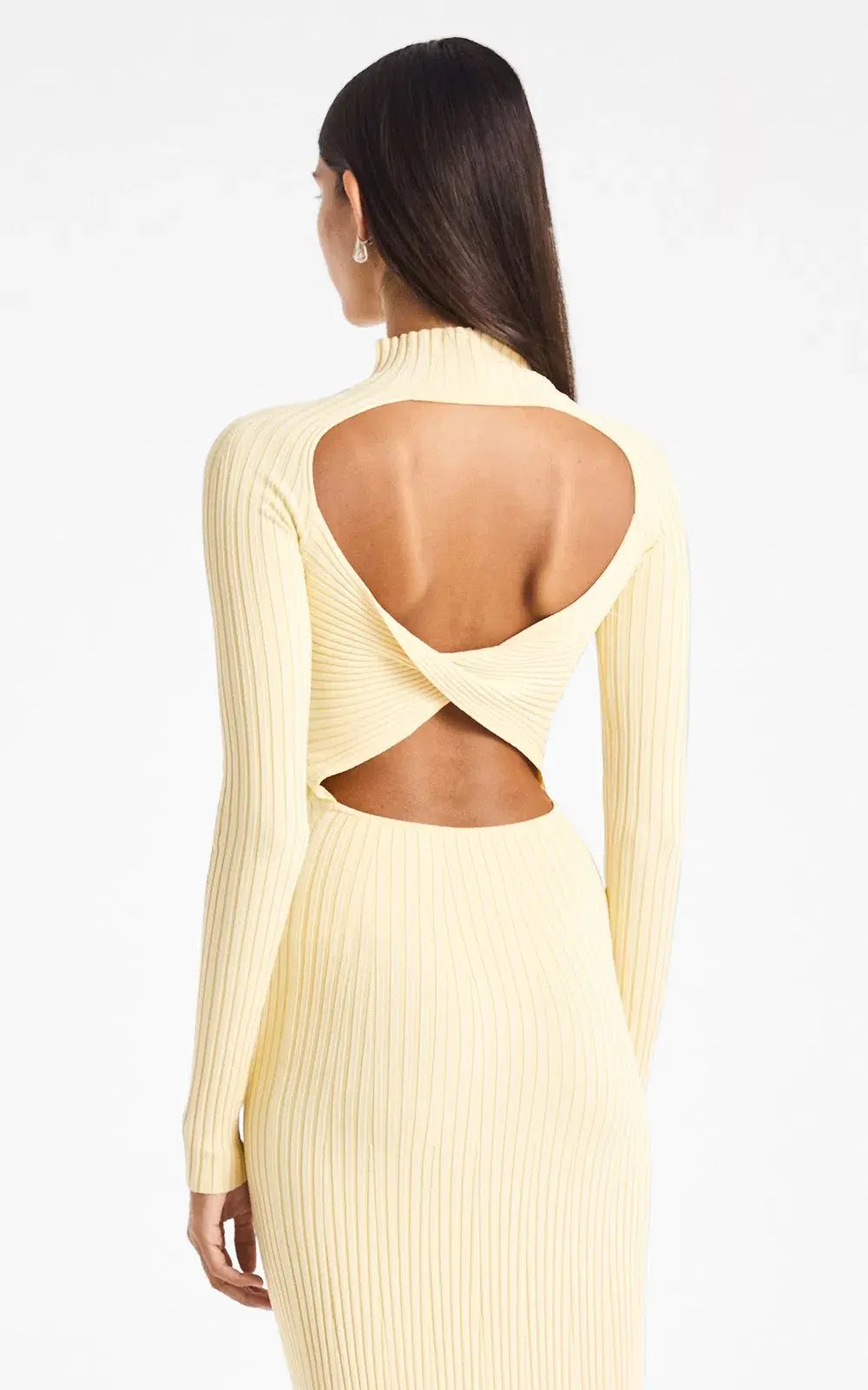 Dion Lee Stripe Rib Twist Dress Yellow Size 10 photo 3