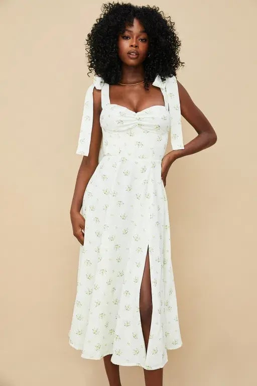 House of CB Alicia Ivory Midi Sundress White Floral Size 8 photo 4