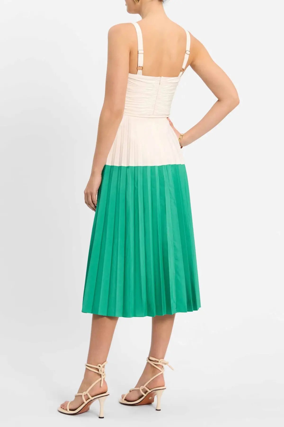 Rebecca Vallance Gia Midi Dress Green/White Size 10 photo 3