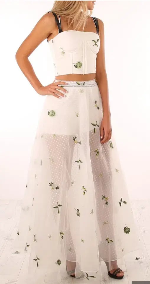 Asilio Love Comes Back Skirt Gardenia White Spring Garden with Top and Shorts Set Size 6 photo 2