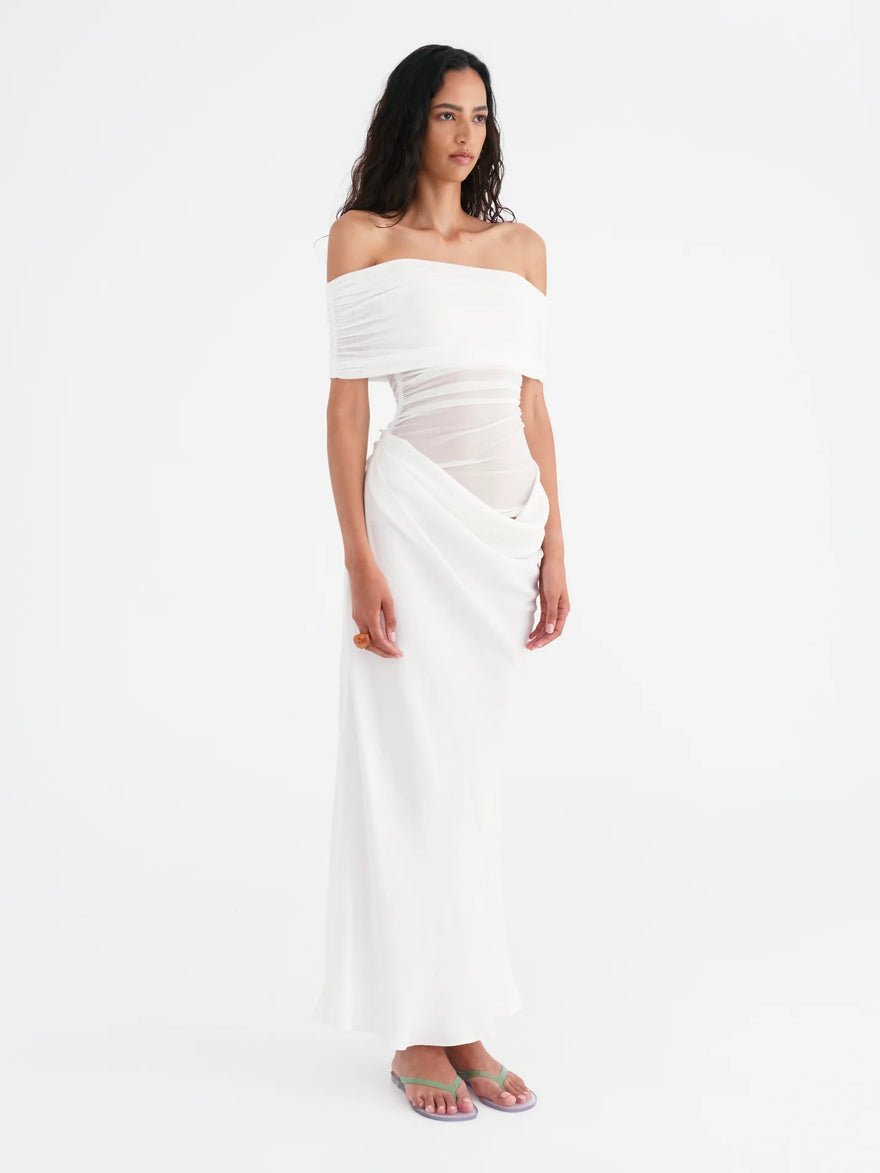 Benni Nico Off Shoulder Maxi Dress - White photo 4