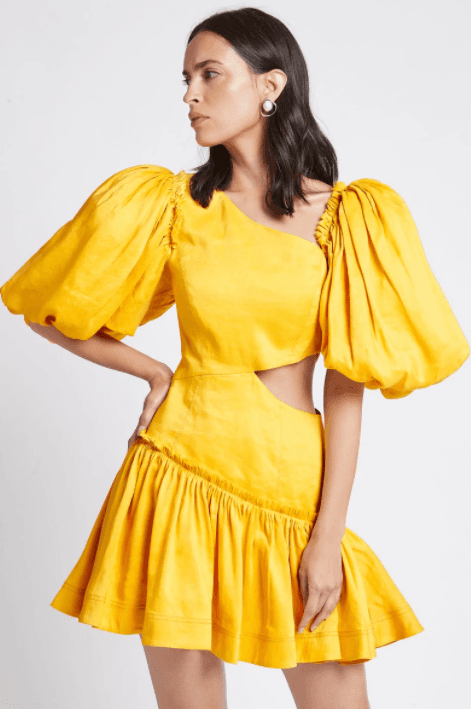 Aje Chateau Mini Dress Yellow Size 6 photo 3