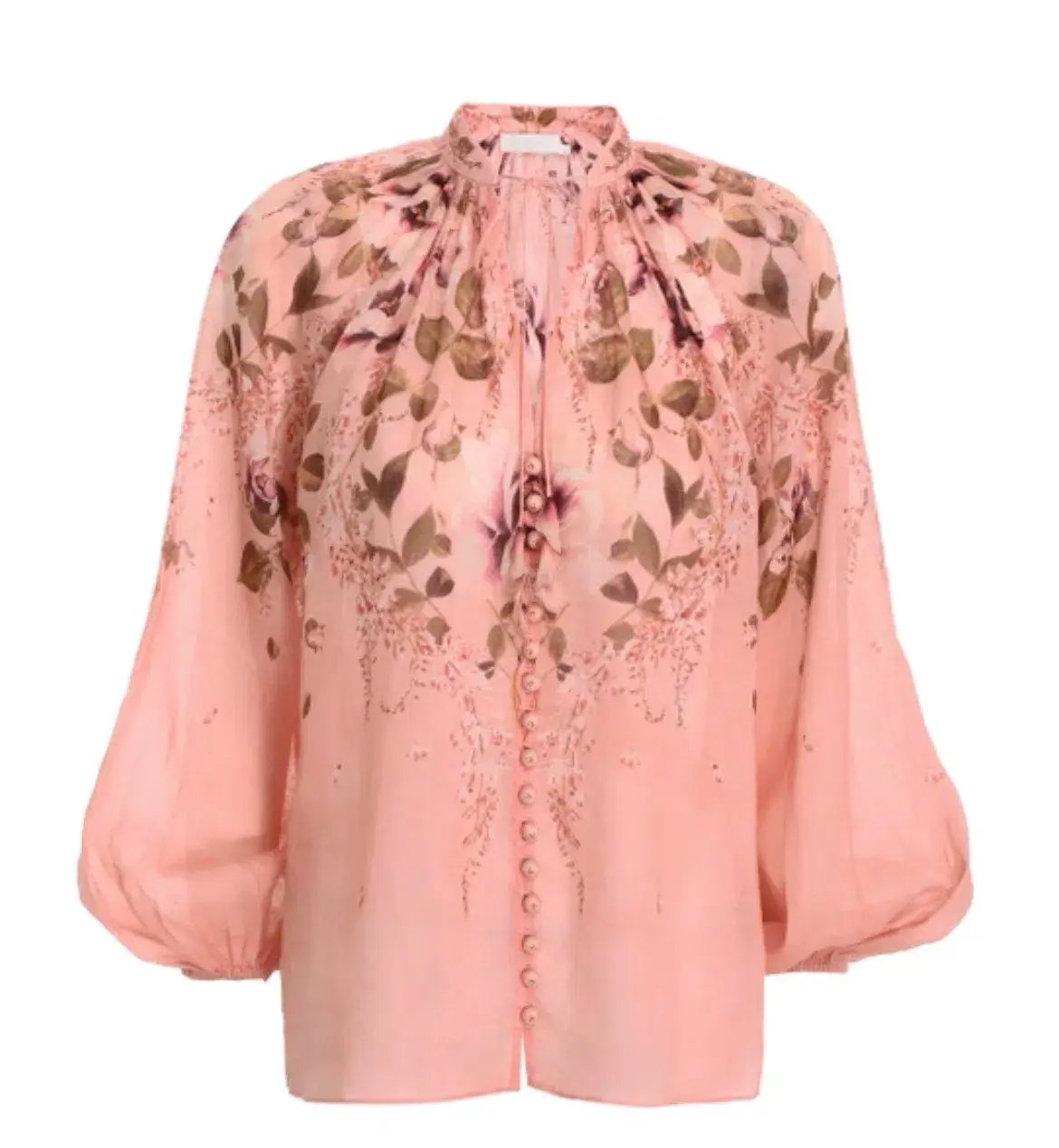 Zimmermann Rosa Tie Blouse Pink Peony Floral Size 0 / AU 8 photo 4