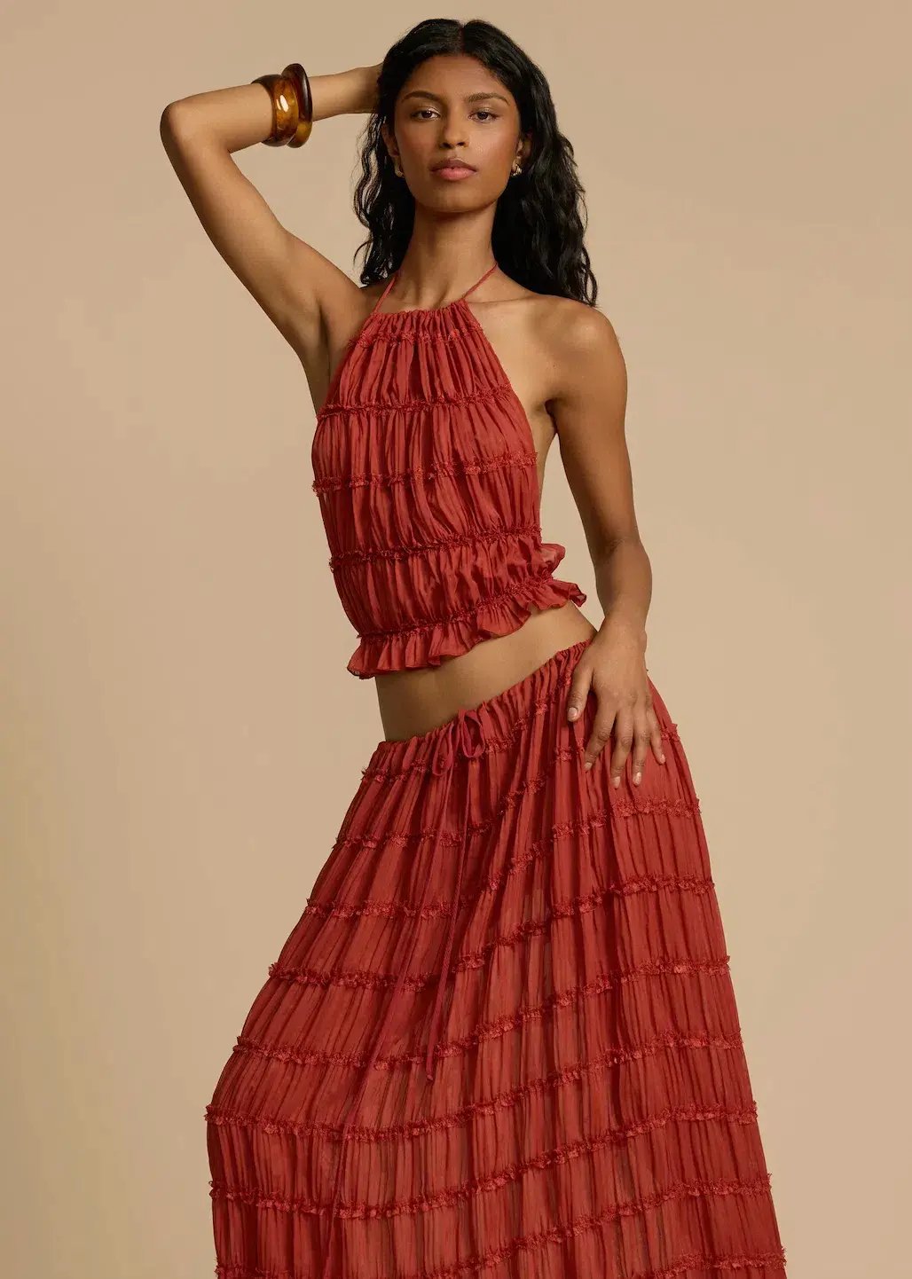 Arcina Ori Juliette Halter Top & Maxi Skirt Set Red Size S / AU 6-8 photo 2