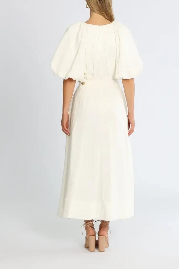 Aje Virtuous Asymmetric Midi Dress in Ivory Size 10 photo 3