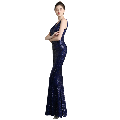 Dark Blue Sequin Gown photo 2