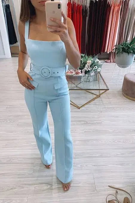 MISHA Aviana Pantsuit Blue Size 8/S photo 4