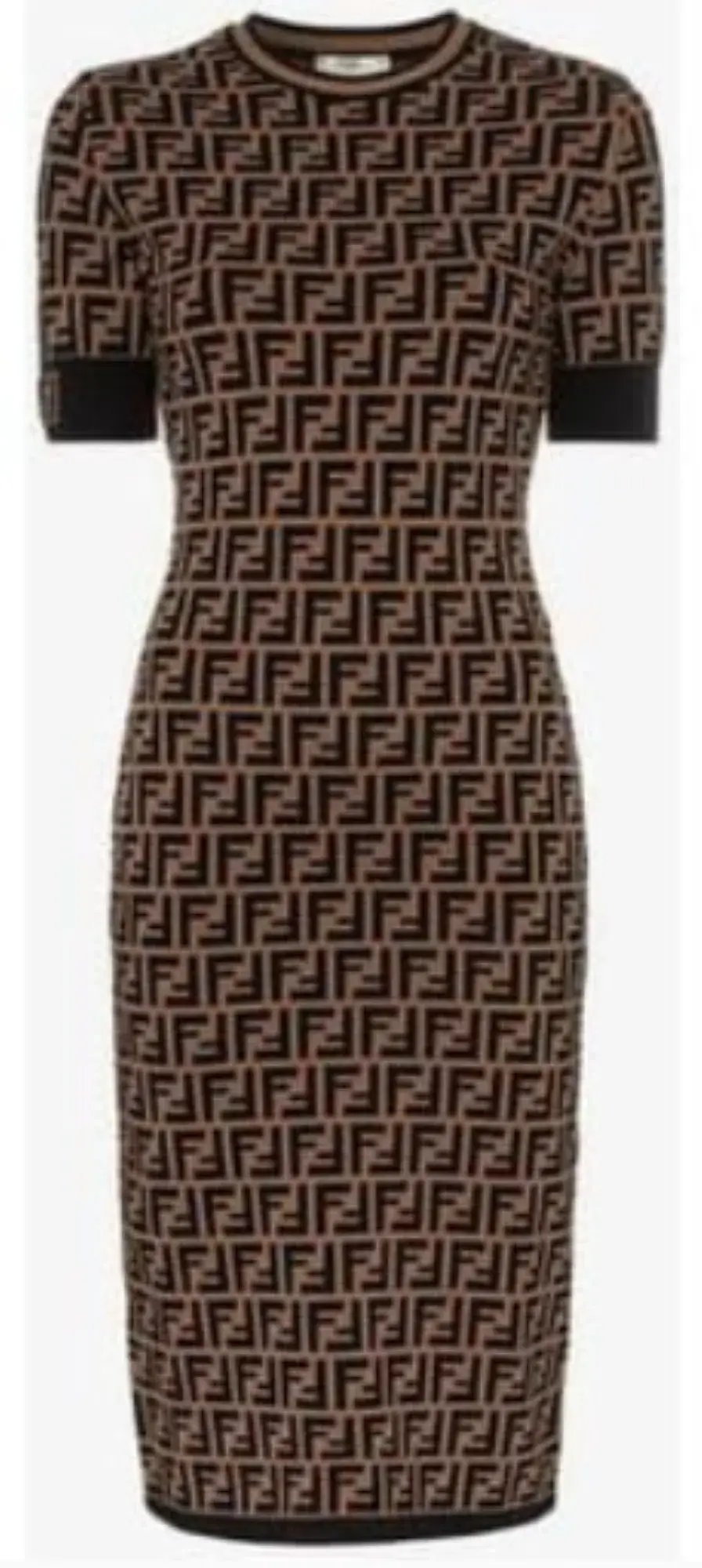 Fendi Knit Dress Midi Brown Size 10 photo 4