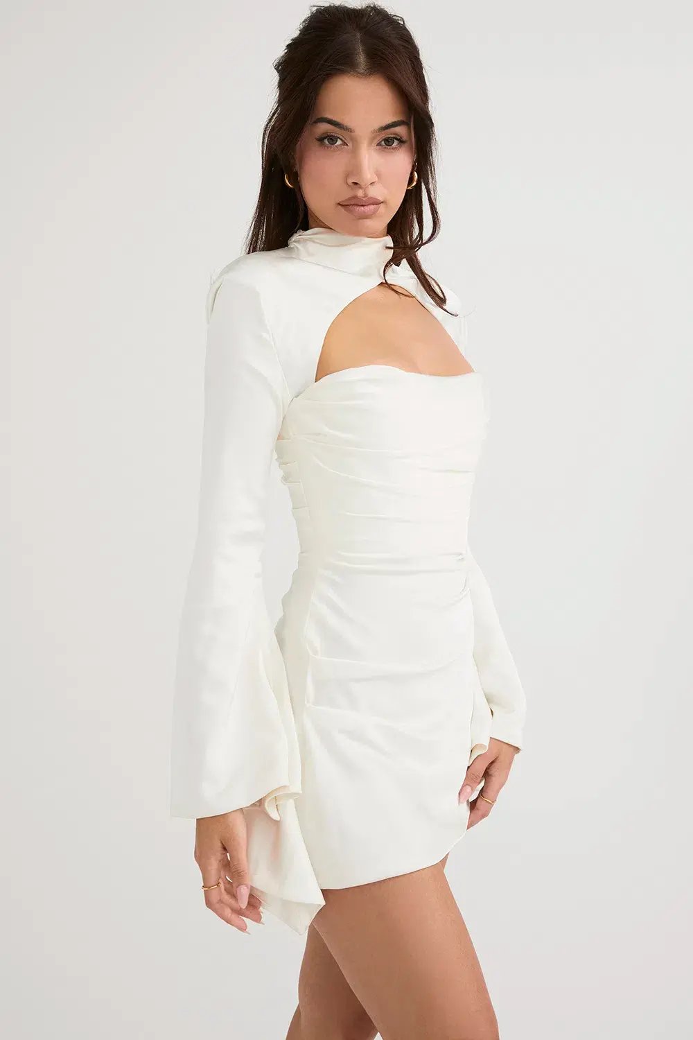 House of CB Toira Draped Corset Mini Dress White Size 8 photo 3