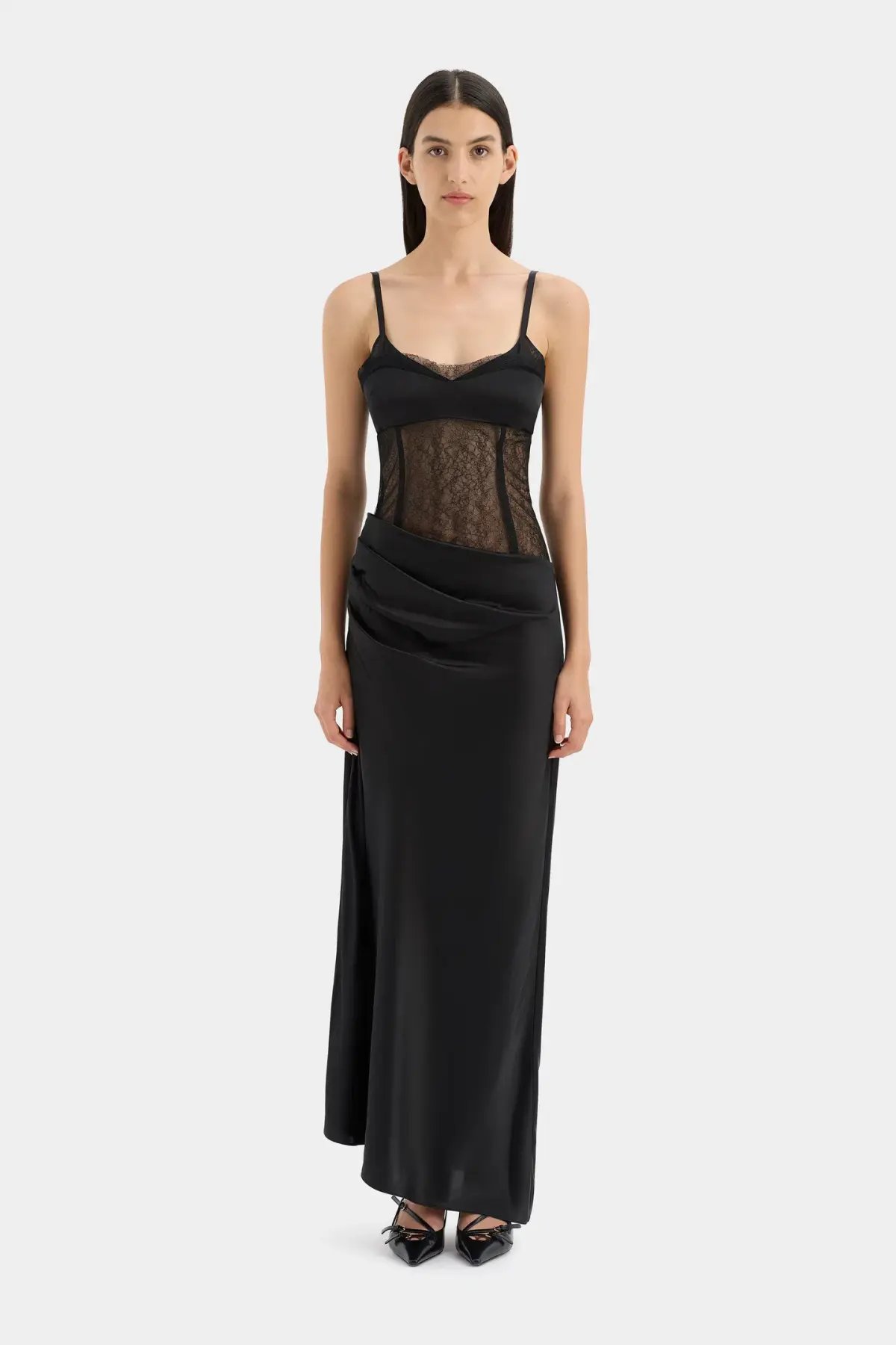 Sir the Label The Dunya Draped Gown in Black Size AU 8 photo 2