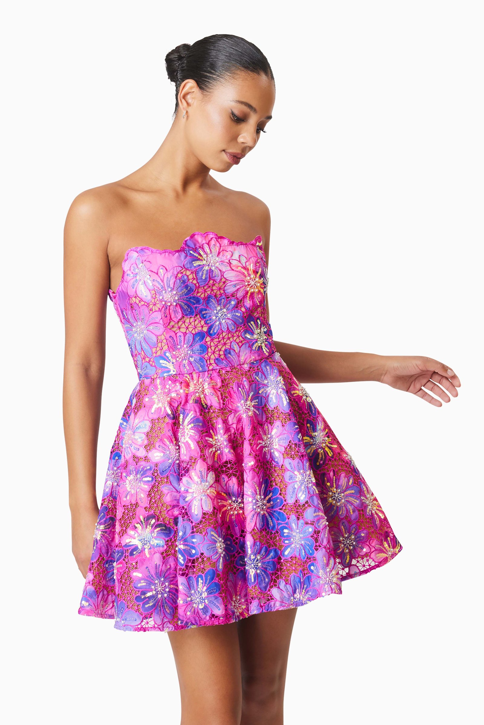 ELLIATT ABRIELLE FIT & FLARE MINI DRESS - PURPLE MULTI photo 2