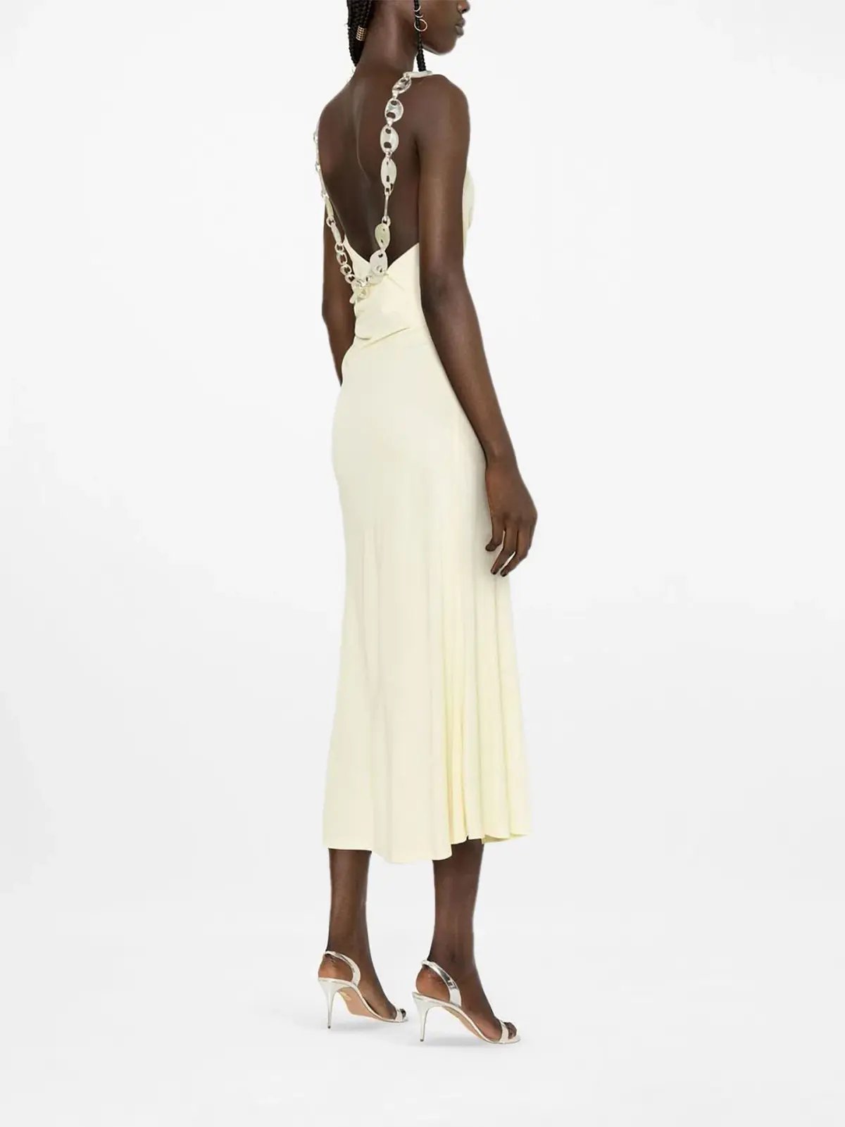 Christopher Esber Chain Link Cowl Neck Dress Yellow Size 10 photo 2