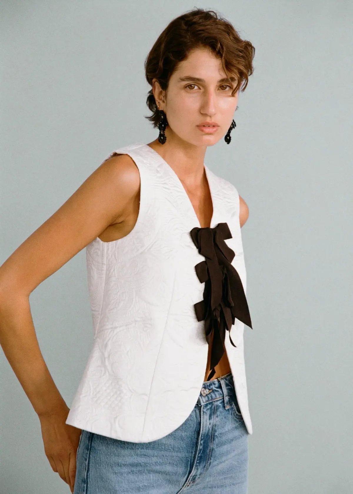 Lovaan Demi Top Recycled Poly Taffeta White Size 8 photo 3
